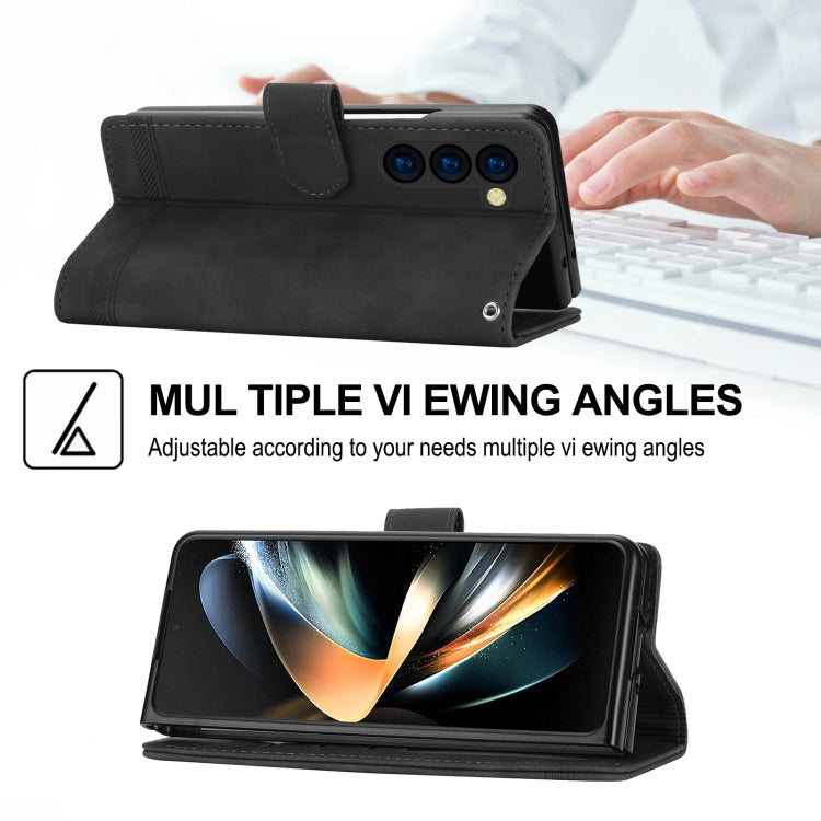 For Samsung Galaxy Z Fold5 Dierfeng Dream Line TPU + PU Leather Phone Case(Black) - Galaxy Z Fold5 Cases by buy2fix | Online Shopping UK | buy2fix