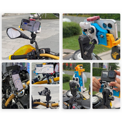 MOTOSLG Crab Motorcycle Phone Clamp Bracket M10 Ballhead Mount with Anti-theft Lock(Yellow Blue White) - Holder by MOTOLSG | Online Shopping UK | buy2fix