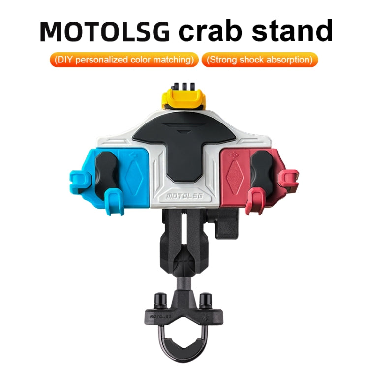 MOTOSLG Crab Motorcycle Phone Clamp Bracket L-Type Rear Mirror Mount with Anti-theft Lock(Black) - Holder by MOTOLSG | Online Shopping UK | buy2fix