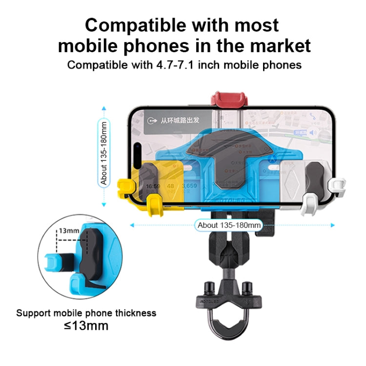 MOTOSLG Crab Motorcycle Phone Clamp Bracket M10 Ballhead Mount with Anti-theft Lock(Yellow Blue White) - Holder by MOTOLSG | Online Shopping UK | buy2fix