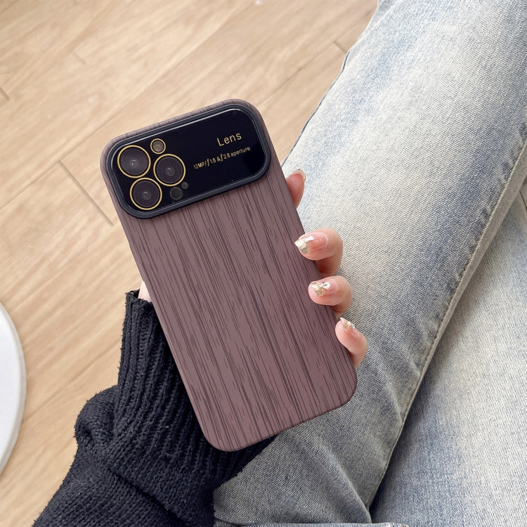 For iPhone 14 Pro Wood Grain TPU Phone Case with Lens Film(Grey) - iPhone 14 Pro Cases by buy2fix | Online Shopping UK | buy2fix