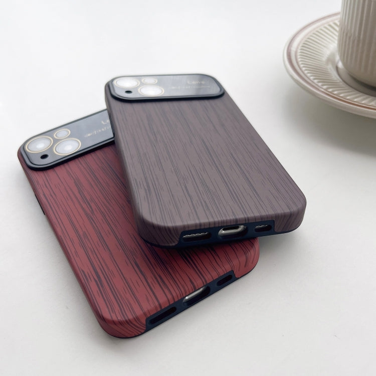 For iPhone 11 Wood Grain TPU Phone Case with Lens Film(Brown) - iPhone 11 Cases by buy2fix | Online Shopping UK | buy2fix