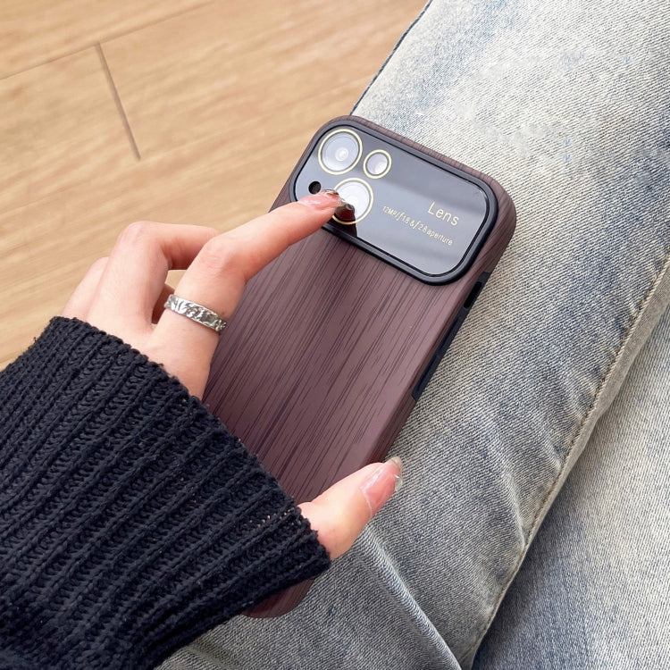 For iPhone 11 Wood Grain TPU Phone Case with Lens Film(Red) - iPhone 11 Cases by buy2fix | Online Shopping UK | buy2fix