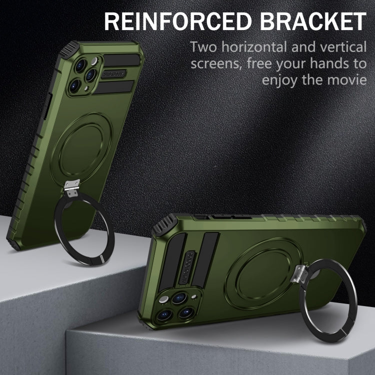 For iPhone 11 Pro Max MagSafe Magnetic Holder Phone Case(Green) - iPhone 11 Pro Max Cases by buy2fix | Online Shopping UK | buy2fix