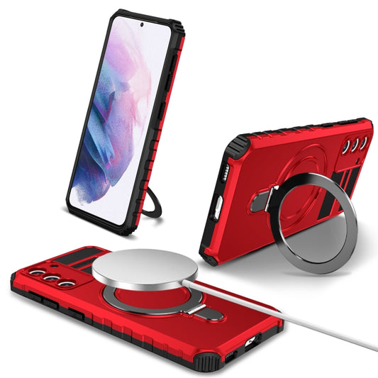 For Samsung Galaxy S21+ 5G MagSafe Magnetic Holder Phone Case(Red) - Galaxy S21+ 5G Cases by buy2fix | Online Shopping UK | buy2fix