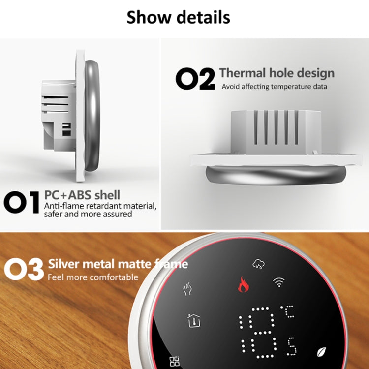 BHT-6001GALW 95-240V AC 5A Smart Round Thermostat Water Heating LED Thermostat With WiFi(White) - Thermostat & Thermometer by buy2fix | Online Shopping UK | buy2fix