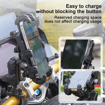 MOTOSLG Crab Motorcycle Phone Clamp Bracket L-Type Rear Mirror Mount with Anti-theft Lock(Black) - Holder by MOTOLSG | Online Shopping UK | buy2fix