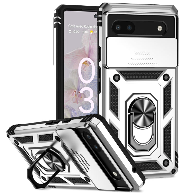 For Google Pixel 6a Sliding Camshield Holder Phone Case(Silver) - Google Cases by buy2fix | Online Shopping UK | buy2fix
