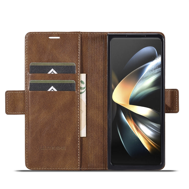 For Samsung Galaxy Z Fold5 LC.IMEEKE RFID Anti-theft Leather Phone Case(Brown) - Galaxy Z Fold5 Cases by LC.IMEEKE | Online Shopping UK | buy2fix