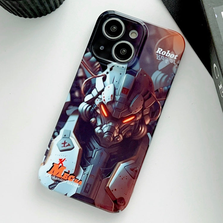 For iPhone 14 Plus Painted Pattern Precise Hole PC Phone Case(Orange Robot) - iPhone 14 Plus Cases by buy2fix | Online Shopping UK | buy2fix