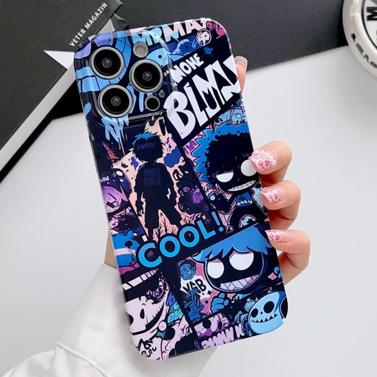 For iPhone 13 Pro Painted Pattern Precise Hole PC Phone Case(Purple Comics) - iPhone 13 Pro Cases by buy2fix | Online Shopping UK | buy2fix