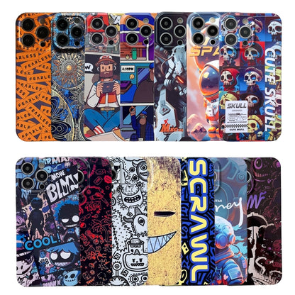 For iPhone 15 Plus Painted Pattern Precise Hole PC Phone Case(Orange Paint Astronaut) - iPhone 15 Plus Cases by buy2fix | Online Shopping UK | buy2fix