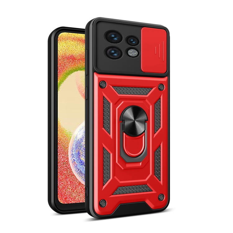 For Motorola Edge 40 Pro Sliding Camera Cover Design TPU Hybrid PC Phone Case(Red) - Motorola Cases by buy2fix | Online Shopping UK | buy2fix