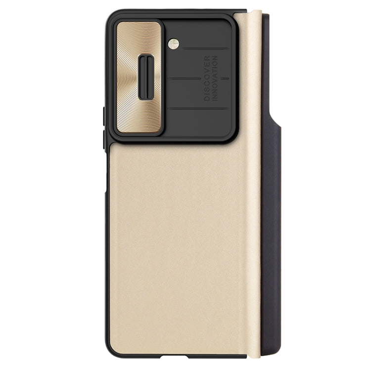 For Samsung Galaxy Z Fold5 NILLKIN QIN Series Pro Sliding Camera Cover Design Leather Phone Case(Gold) - Galaxy Z Fold5 Cases by NILLKIN | Online Shopping UK | buy2fix