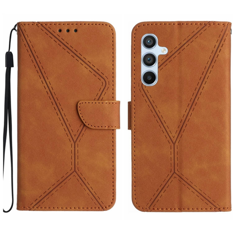 For Samsung Galaxy A25 5G Stitching Embossed Leather Phone Case(Brown) - Galaxy Phone Cases by buy2fix | Online Shopping UK | buy2fix