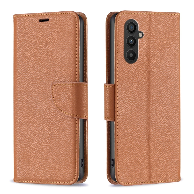 For Samsung Galaxy A25 5G Litchi Texture Pure Color Flip Leather Phone Case(Brown) - Galaxy Phone Cases by buy2fix | Online Shopping UK | buy2fix