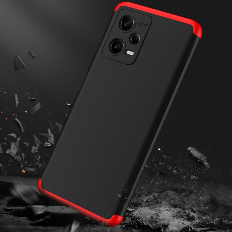 For Xiaomi Redmi Note 12 5G Global GKK Three Stage Splicing Full Coverage PC Phone Case(Black Red) - Note 12 Cases by GKK | Online Shopping UK | buy2fix