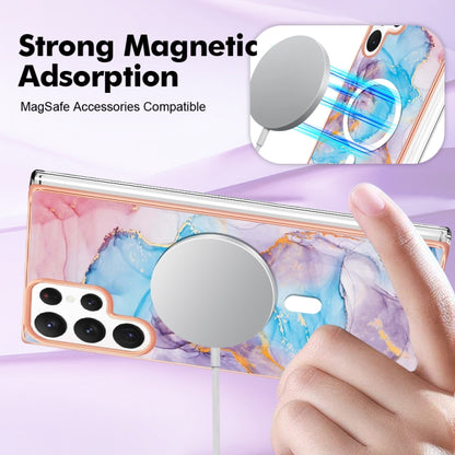 For Samsung Galaxy S22 Ultra 5G Marble Pattern Dual-side IMD Magsafe TPU Phone Case(Blue Marble) - Galaxy S22 Ultra 5G Cases by buy2fix | Online Shopping UK | buy2fix