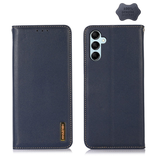 For Samsung Galaxy M34 5G KHAZNEH Nappa Top Layer Cowhide Leather Phone Case(Blue) - Galaxy Phone Cases by buy2fix | Online Shopping UK | buy2fix