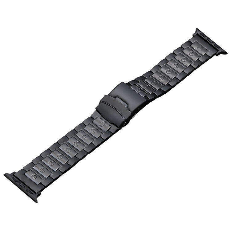 For Apple Watch SE 40mm Safety Buckle Titanium Steel Watch Band(Black) - Watch Bands by buy2fix | Online Shopping UK | buy2fix