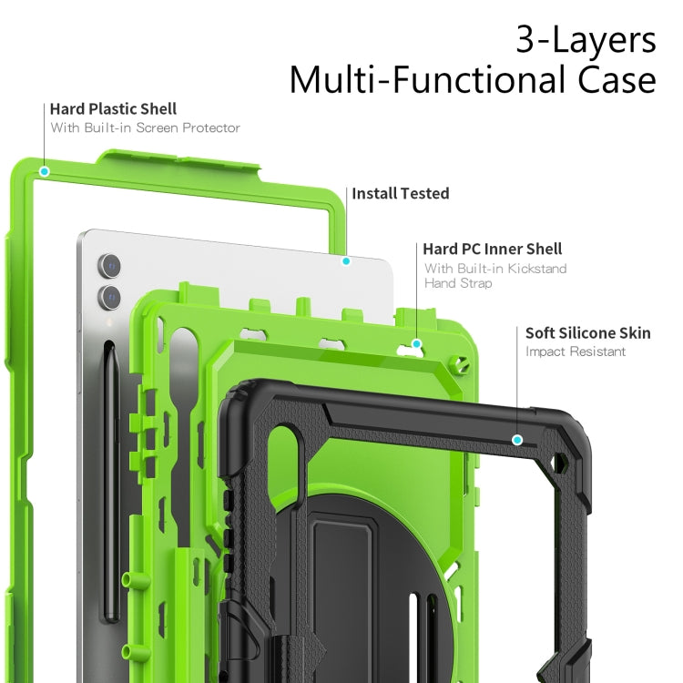 For Samsung Galaxy Tab S9 Ultra / S8 Ultra Silicone + PC Tablet Case(Black+Yellow Green) - Galaxy Tab S9 Ultra Cases by buy2fix | Online Shopping UK | buy2fix