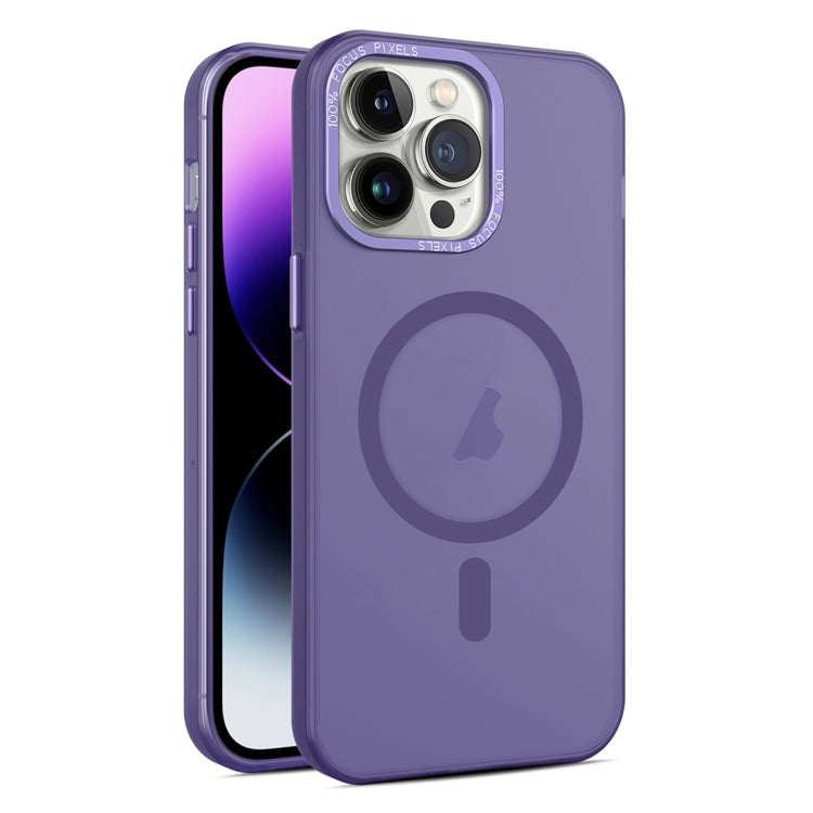 For iPhone 15 Pro Max MagSafe Frosted Translucent Mist Phone Case(Dark Purple) - iPhone 15 Pro Max Cases by buy2fix | Online Shopping UK | buy2fix