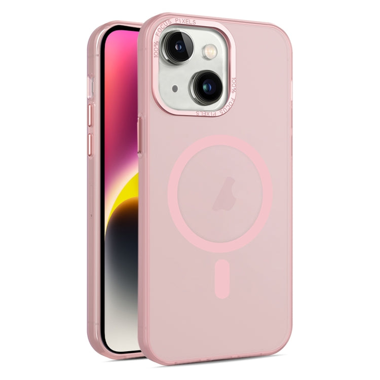 For iPhone 14 MagSafe Frosted Translucent Mist Phone Case(Pink) - iPhone 14 Cases by buy2fix | Online Shopping UK | buy2fix