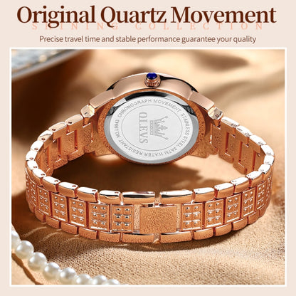 OLEVS 9943 Women Diamond Waterproof Quartz Watch(Rose Gold Roman) - Metal Strap Watches by OLEVS | Online Shopping UK | buy2fix