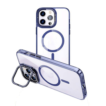 For iPhone 14 Pro MagSafe Magnetic Invisible Holder Transparent Phone Case(Blue) - iPhone 14 Pro Cases by buy2fix | Online Shopping UK | buy2fix
