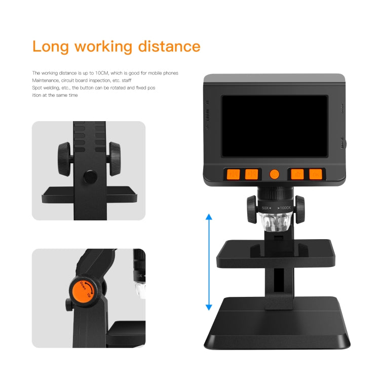 P110 50X-1000X Desktop Electronic Digital Microscope with 4.3 inch Screen - Digital Microscope by buy2fix | Online Shopping UK | buy2fix