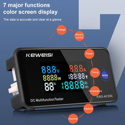 KWS-DC200-50A 8-120V DC Digital Display Voltage Current Watch with Shunt(Black) - Current & Voltage Tester by buy2fix | Online Shopping UK | buy2fix