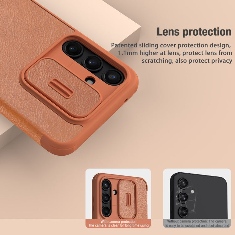 For Samsung Galaxy A35 NILLKIN QIN Series Pro Sliding Camera Cover Design Leather Phone Case(Black) - Galaxy Phone Cases by NILLKIN | Online Shopping UK | buy2fix