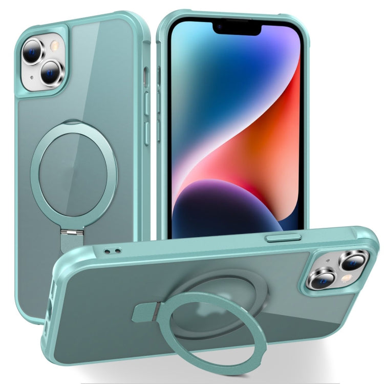 For iPhone 14 / 13 MagSafe Magnetic Holder Phone Case(Lake Blue) - iPhone 14 Cases by buy2fix | Online Shopping UK | buy2fix