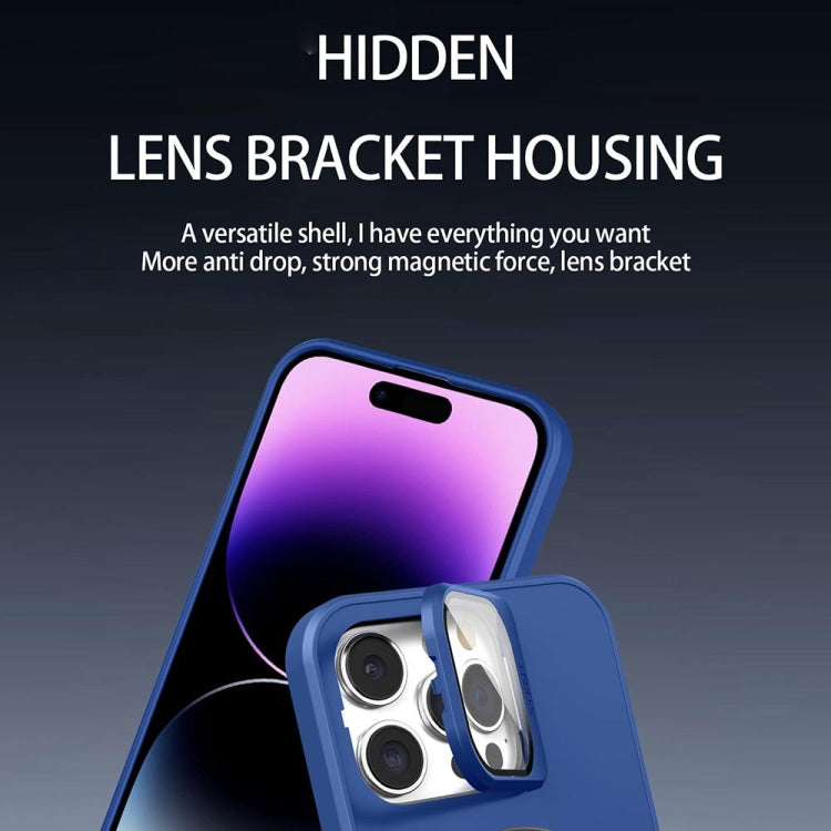 For iPhone 15 Pro Max Skin Feel Magnifier MagSafe Lens Holder Phone Case(Royal Blue) - iPhone 15 Pro Max Cases by buy2fix | Online Shopping UK | buy2fix