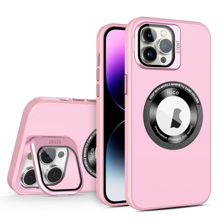 For iPhone 11 Pro Max Skin Feel Magnifier MagSafe Lens Holder Phone Case(Pink) - iPhone 11 Pro Max Cases by buy2fix | Online Shopping UK | buy2fix