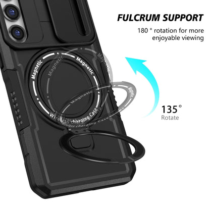 For Samsung Galaxy S23+ 5G Sliding Camshield Magsafe Holder TPU Hybrid PC Phone Case(Black) - Galaxy S23+ 5G Cases by buy2fix | Online Shopping UK | buy2fix