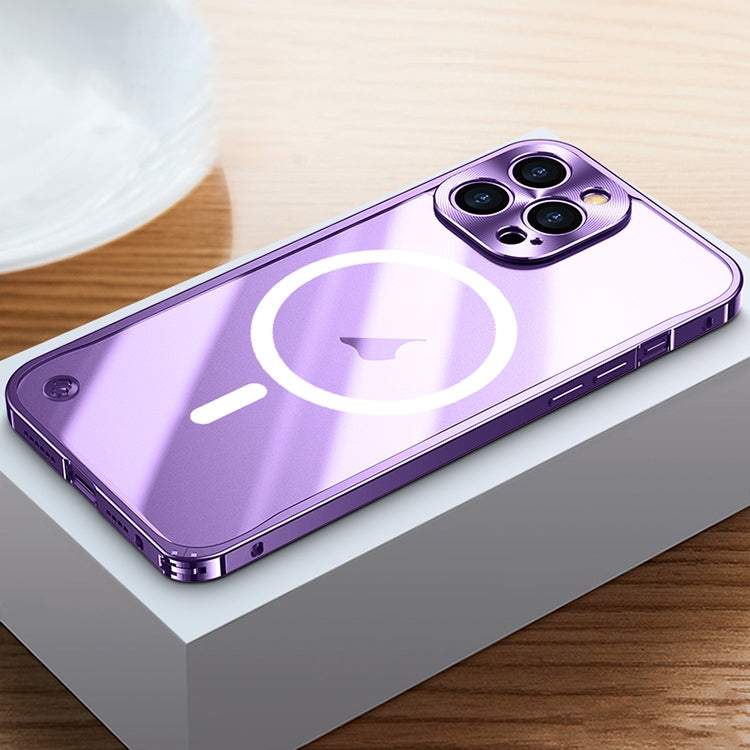 For iPhone 15 Pro Max Metal Frame Frosted PC Shockproof MagSafe Case(Purple) - iPhone 15 Pro Max Cases by buy2fix | Online Shopping UK | buy2fix