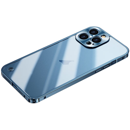 For iPhone 15 Pro Max Metal Frame Frosted PC Shockproof Phone Case(Ocean Blue) - iPhone 15 Pro Max Cases by buy2fix | Online Shopping UK | buy2fix