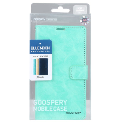 For iPhone 15 Pro Max GOOSPERY BLUE MOON Crazy Horse Texture Leather Phone Case(Mint Green) - iPhone 15 Pro Max Cases by GOOSPERY | Online Shopping UK | buy2fix