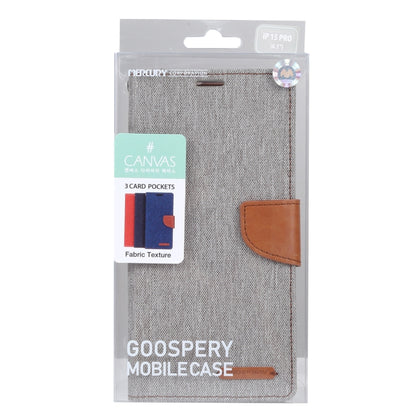For iPhone 15 Pro Max GOOSPERY CANVAS DIARY Fabric Texture Flip Leather Phone Case(Grey) - iPhone 15 Pro Max Cases by GOOSPERY | Online Shopping UK | buy2fix