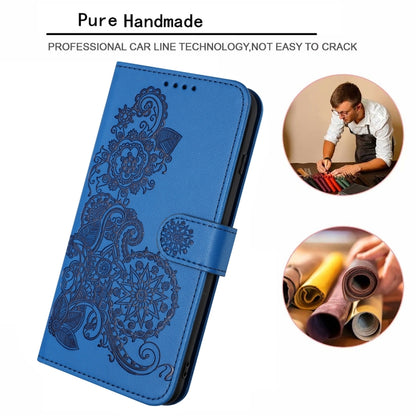 For iPhone 15 Pro Max Datura Flower Embossed Flip Leather Phone Case(Blue) - iPhone 15 Pro Max Cases by buy2fix | Online Shopping UK | buy2fix