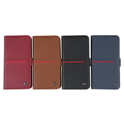 For iPhone 15 GEBEI Top-grain Horizontal Flip Leather Phone Case(Wine Red) - iPhone 15 Cases by GEBEI | Online Shopping UK | buy2fix