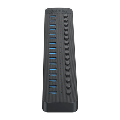 ORICO CT2U3-16AB Plastic Stripes 16 Ports USB 3.0 HUB with Individual Switches, Plug:AU Plug(Black) - USB 3.0 HUB by ORICO | Online Shopping UK | buy2fix