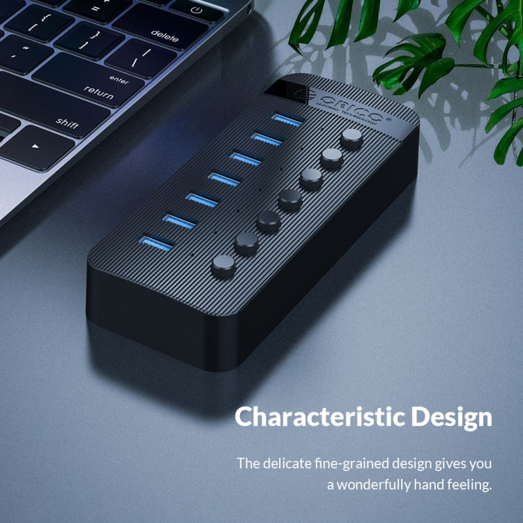 ORICO CT2U3-16AB Plastic Stripes 16 Ports USB 3.0 HUB with Individual Switches, Plug:US Plug(Black) - USB 3.0 HUB by ORICO | Online Shopping UK | buy2fix