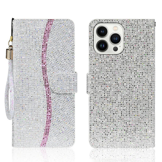 For iPhone 15 Pro Max Glitter Powder Filp Leather Phone Case(Silver) - iPhone 15 Pro Max Cases by buy2fix | Online Shopping UK | buy2fix