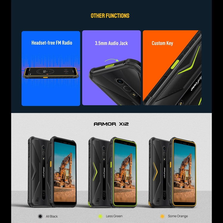 Ulefone Armor X12, 3GB+32GB, Rugged Phone, Face Unlock, 5.45 inch Android 13 Go MediaTek Helio A22 Quad Core, Network: 4G, NFC(Less Green) - Ulefone by Ulefone | Online Shopping UK | buy2fix