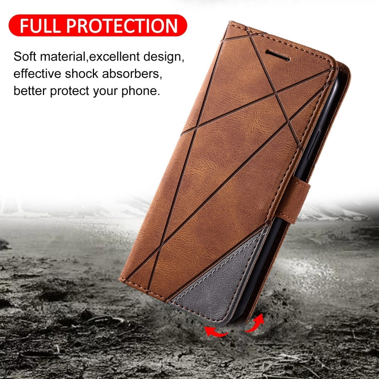 For iPhone 15 Pro Max Skin Feel Splicing Leather Phone Case(Brown) - iPhone 15 Pro Max Cases by buy2fix | Online Shopping UK | buy2fix