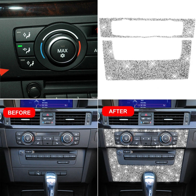 For BMW 3 Series E90 / E92 2005-2012 Car Aircondition CD Control Panel Premium Diamond Decorative Sticker - Car Interior Mouldings by buy2fix | Online Shopping UK | buy2fix