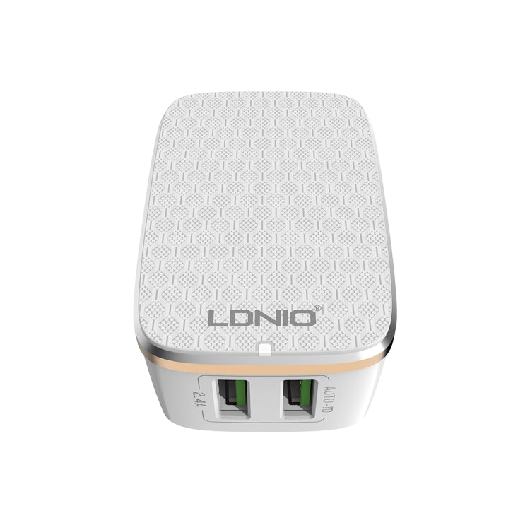 LDNIO A2204 2 in 1 12W Dual USB Interface Travel Charger Mobile Phone Charger with 8 Pin Data Cable, UK Plug - USB Charger by LDNIO | Online Shopping UK | buy2fix