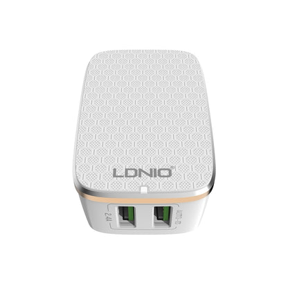 LDNIO A2204 2 in 1 12W Dual USB Interface Travel Charger Mobile Phone Charger with 8 Pin Data Cable, UK Plug - USB Charger by LDNIO | Online Shopping UK | buy2fix